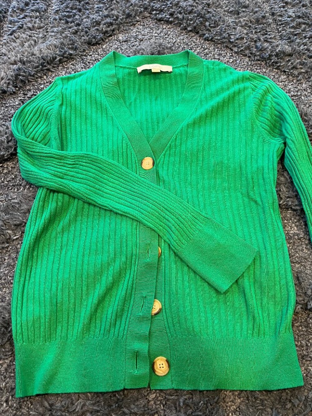 LOFT Ribbed Lightweight Cardigan w/ Button Front | Green | Women’s Medium - Picture 5 of 5